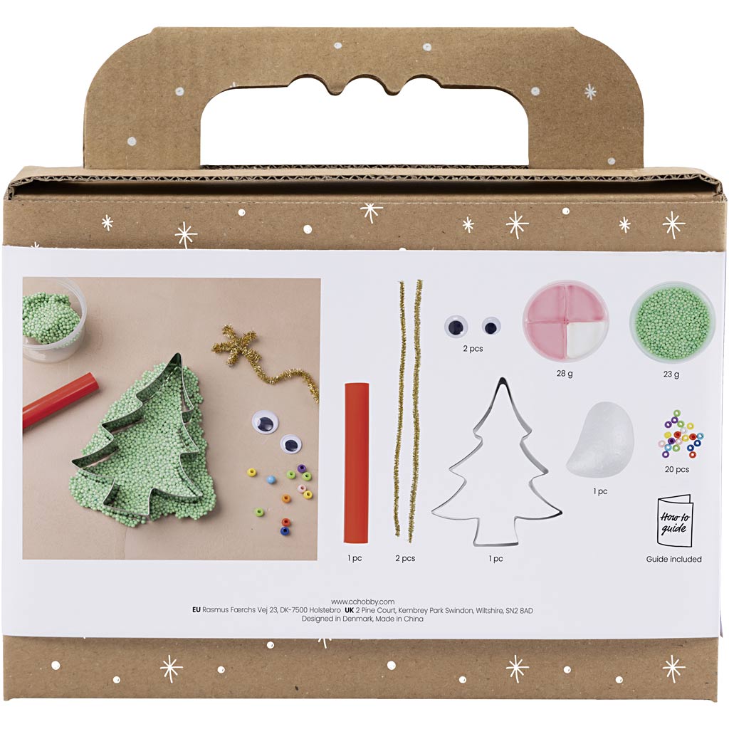 Mini Craft Kit Modelling, Christmas tree monster, assorted colours, 1 pack
