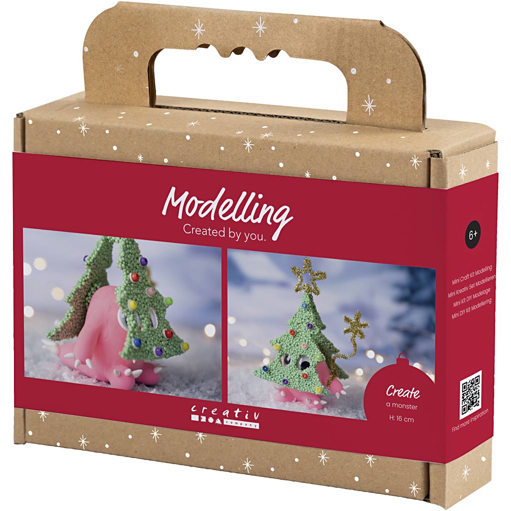 Mini Craft Kit Modelling, Christmas tree monster, assorted colours, 1 pack