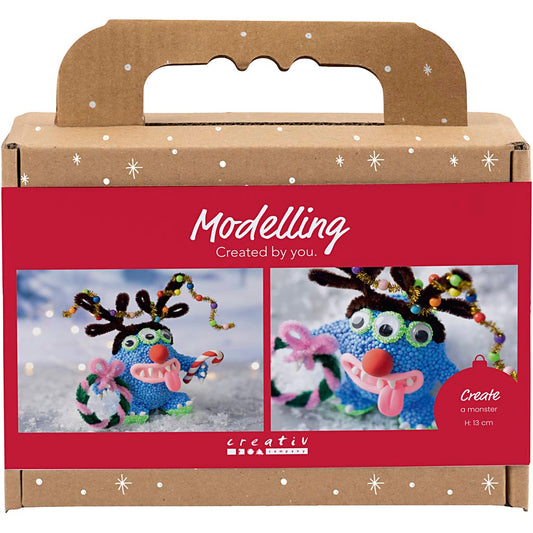 Mini Craft Kit Modelling, Reindeer monster, assorted colours, 1 pack