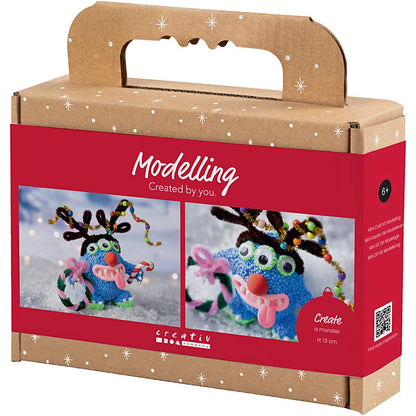 Mini Craft Kit Modelling, Reindeer monster, assorted colours, 1 pack