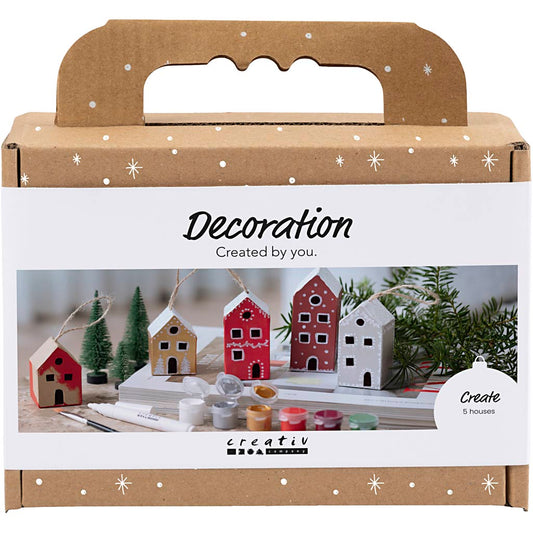 Mini Craft Kit Decoration, Houses, christmas colours