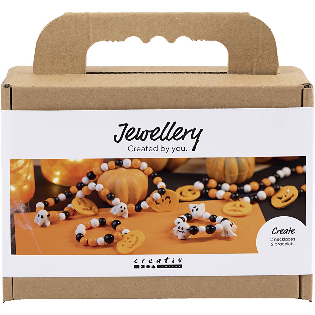 Mini Craft Kit Jewellery, Necklace and bracelet, halloween colours