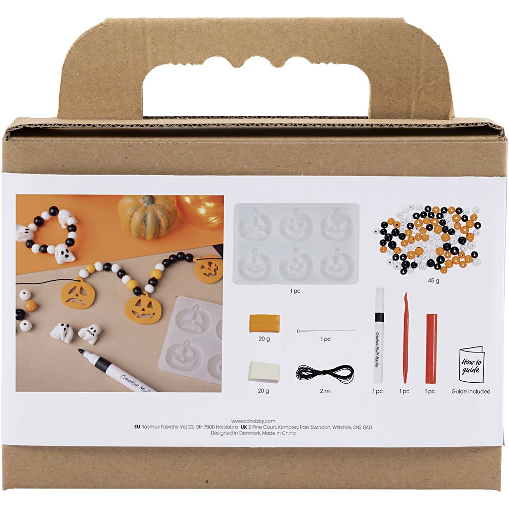 Mini Craft Kit Jewellery, Necklace and bracelet, halloween colours