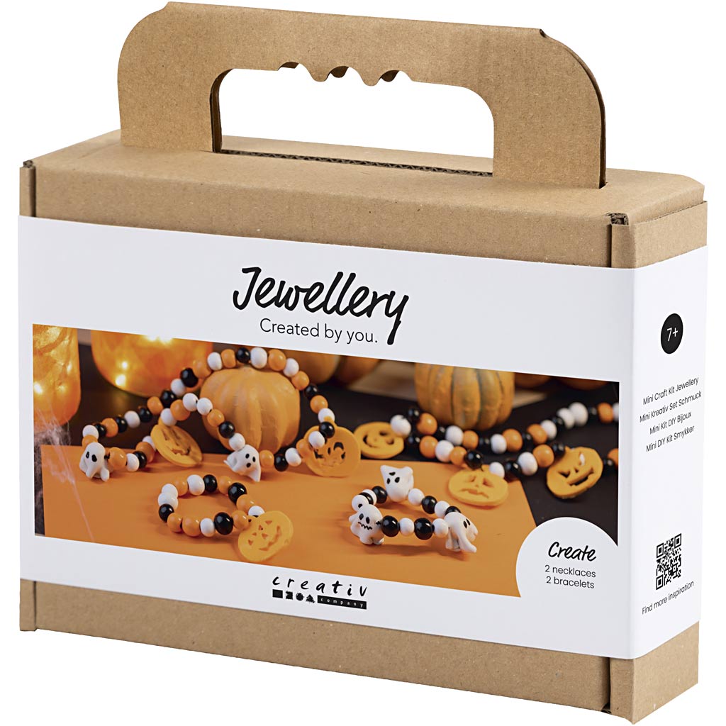 Mini Craft Kit Jewellery, Necklace and bracelet, halloween colours
