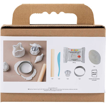 Mini Craft Kit Modelling, Candle holder with shells, off white