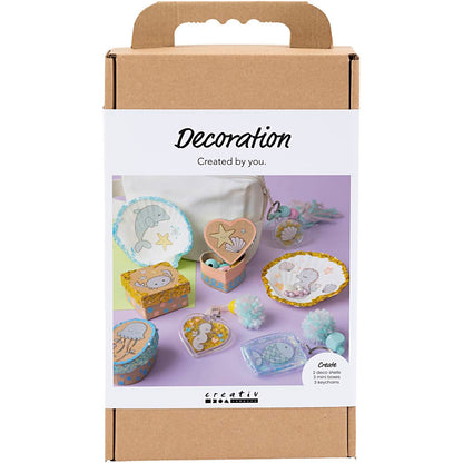Craft Kit Decoration, Boxes, shells, key rings, pastel colours