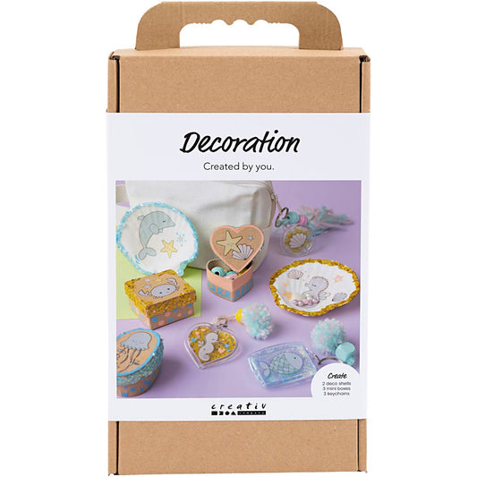 Craft Kit Decoration, Boxes, shells, key rings, pastel colours