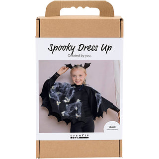 Craft Kit Spooky Costume, Bat cape and headband, black, black glitter