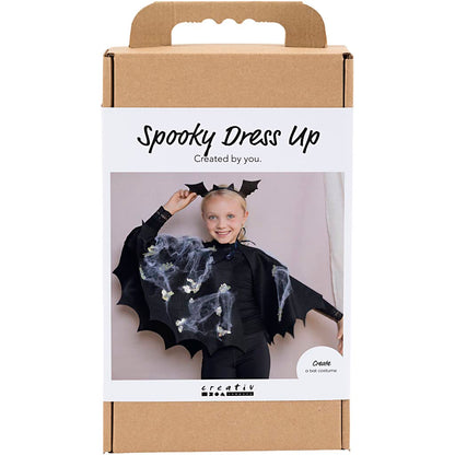 Craft Kit Spooky Costume, Bat cape and headband, black, black glitter