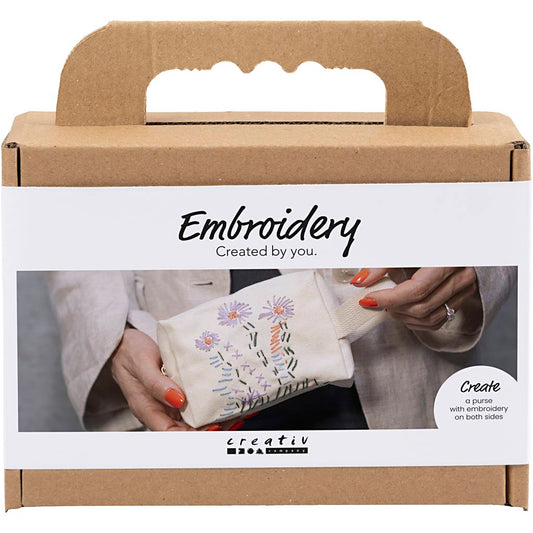 Mini Craft Kit Embroidery, Make-up bag, cream