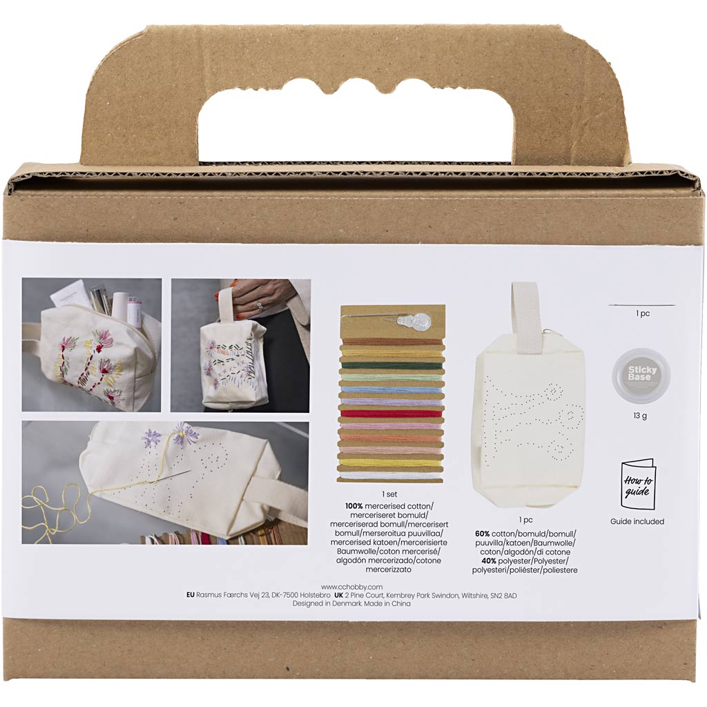 Mini Craft Kit Embroidery, Make-up bag, cream