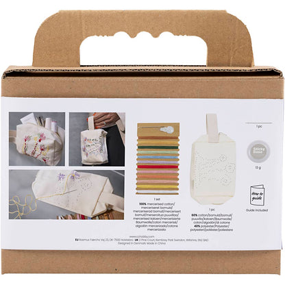 Mini Craft Kit Embroidery, Make-up bag, cream