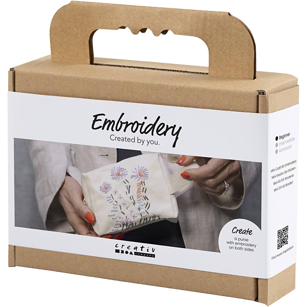 Mini Craft Kit Embroidery, Make-up bag, cream