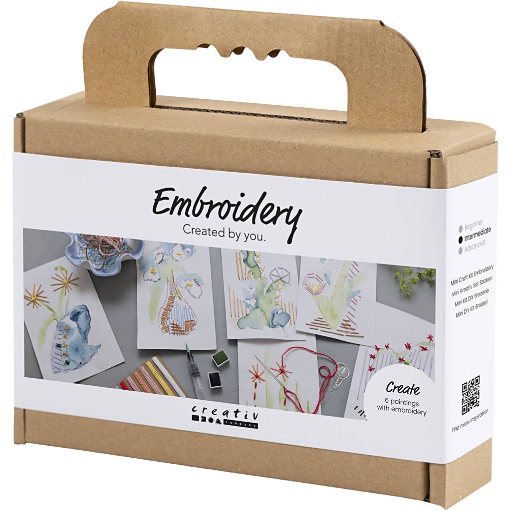 Mini Craft Kit Embroidery, Paintings with embroidery, assorted colours