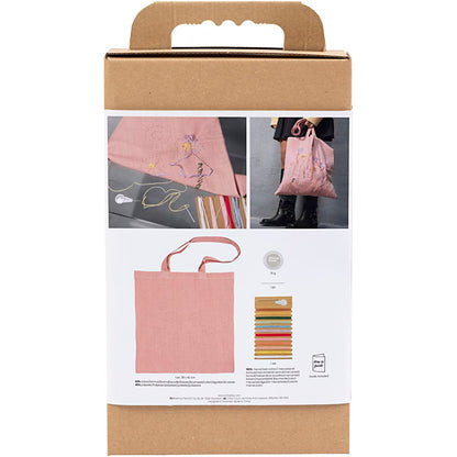 Craft Kit Embroidery, Tote bag, soft rose