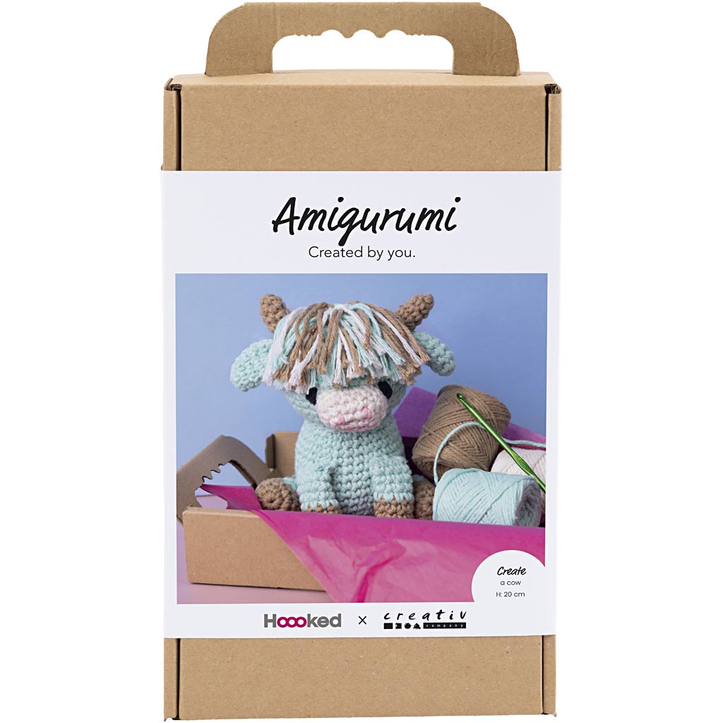 Craft Kit Amigurumi , Cow, beige, mint