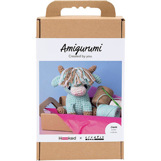 Craft Kit Amigurumi , Cow, beige, mint