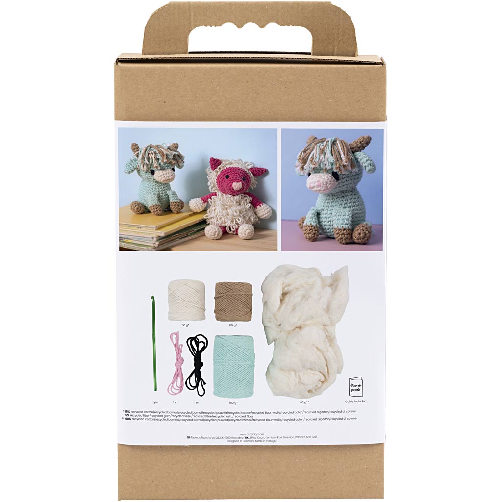 Craft Kit Amigurumi , Cow, beige, mint