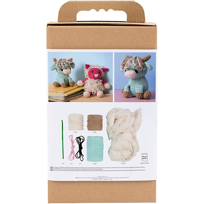 Craft Kit Amigurumi , Cow, beige, mint
