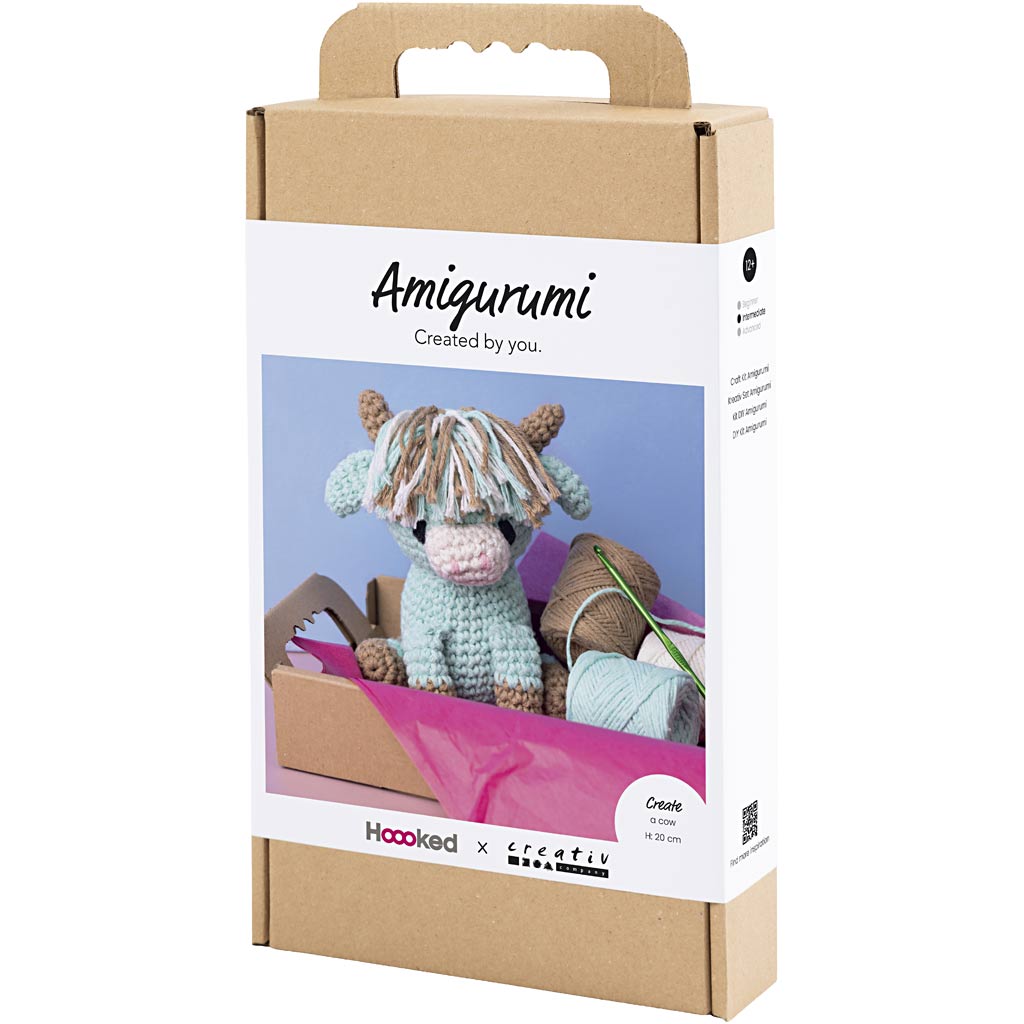 Craft Kit Amigurumi , Cow, beige, mint