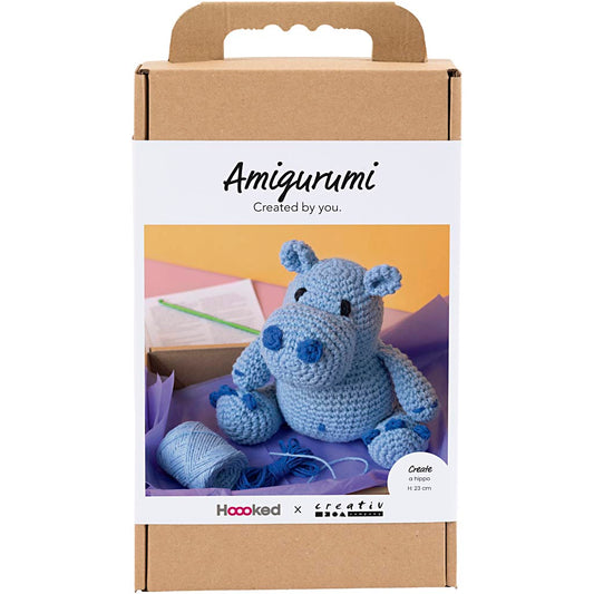 Craft Kit Amigurumi , Hippo, blue, light blue