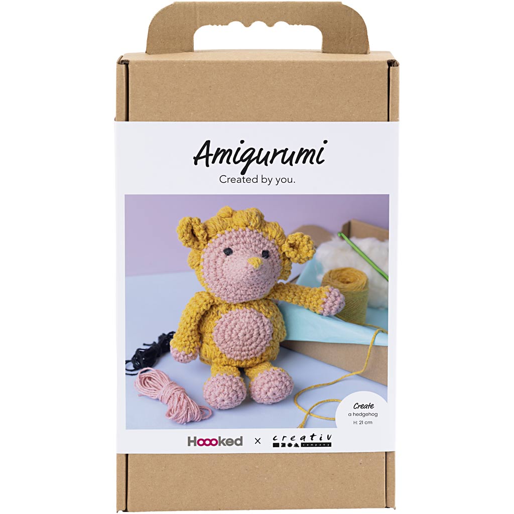Craft Kit Amigurumi , Hedgehog, light rose, warm yellow
