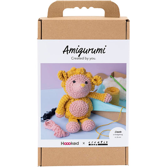 Craft Kit Amigurumi , Hedgehog, light rose, warm yellow