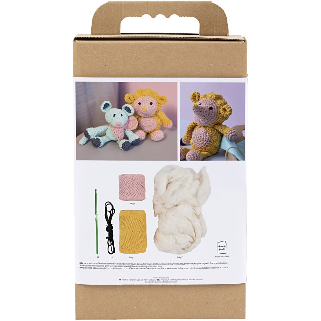 Craft Kit Amigurumi , Hedgehog, light rose, warm yellow