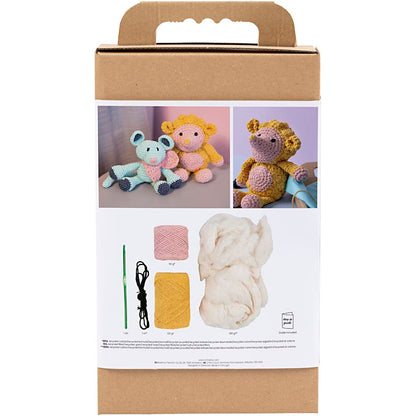 Craft Kit Amigurumi , Hedgehog, light rose, warm yellow