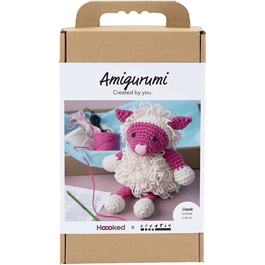 Craft Kit Amigurumi , Sheep, pink, off white