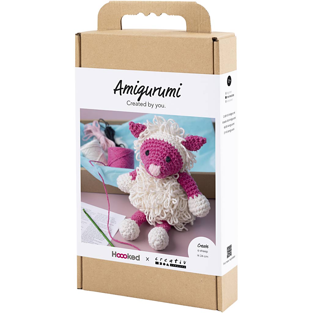 Craft Kit Amigurumi , Sheep, pink, off white