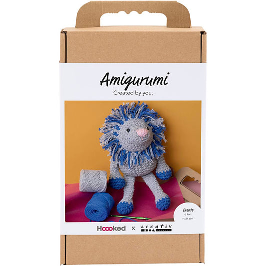 Craft Kit Amigurumi , Lion, navy blue, light grey