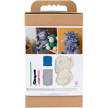 Craft Kit Amigurumi , Lion, navy blue, light grey