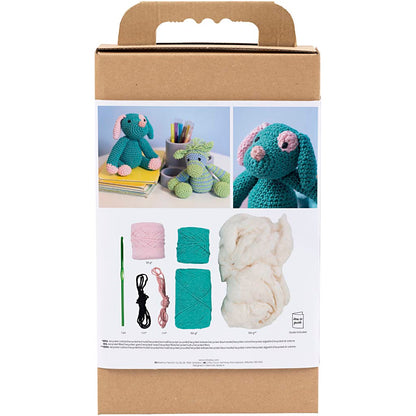 Craft Kit Amigurumi , Puppy, pastel pink, dark turquoise