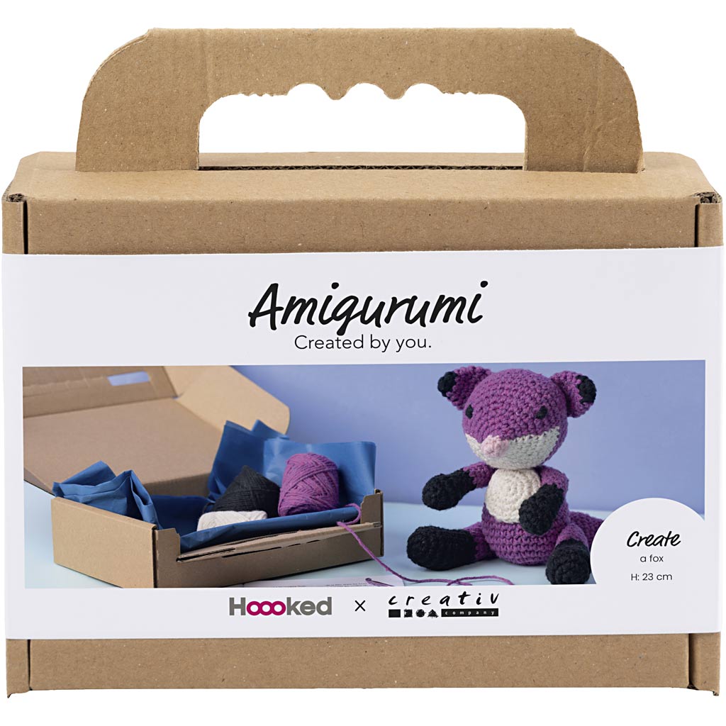 Craft Kit Amigurumi , Fox, black, plum