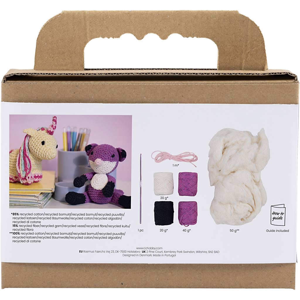Craft Kit Amigurumi , Fox, black, plum