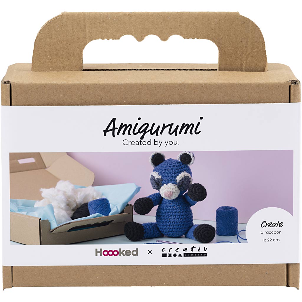Craft Kit Amigurumi , Raccoon, black, blue