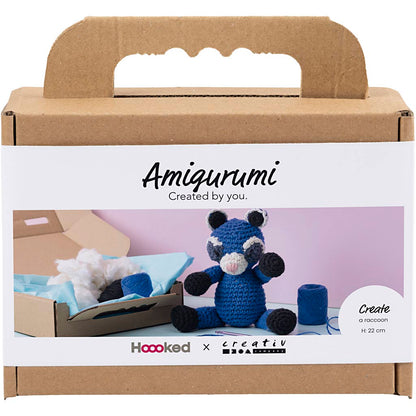 Craft Kit Amigurumi , Raccoon, black, blue