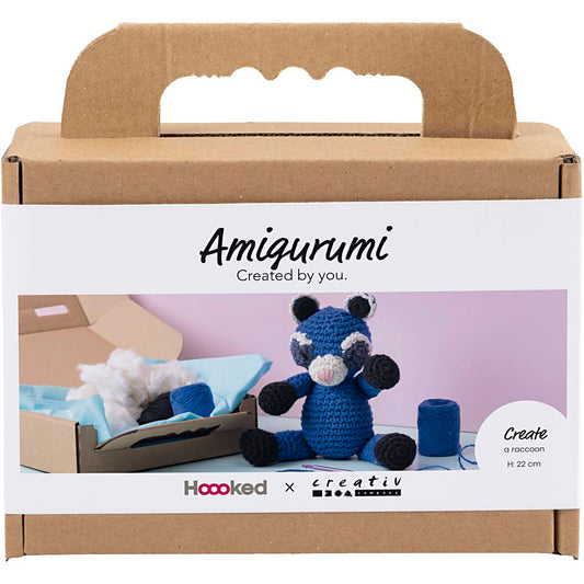 Craft Kit Amigurumi , Raccoon, black, blue