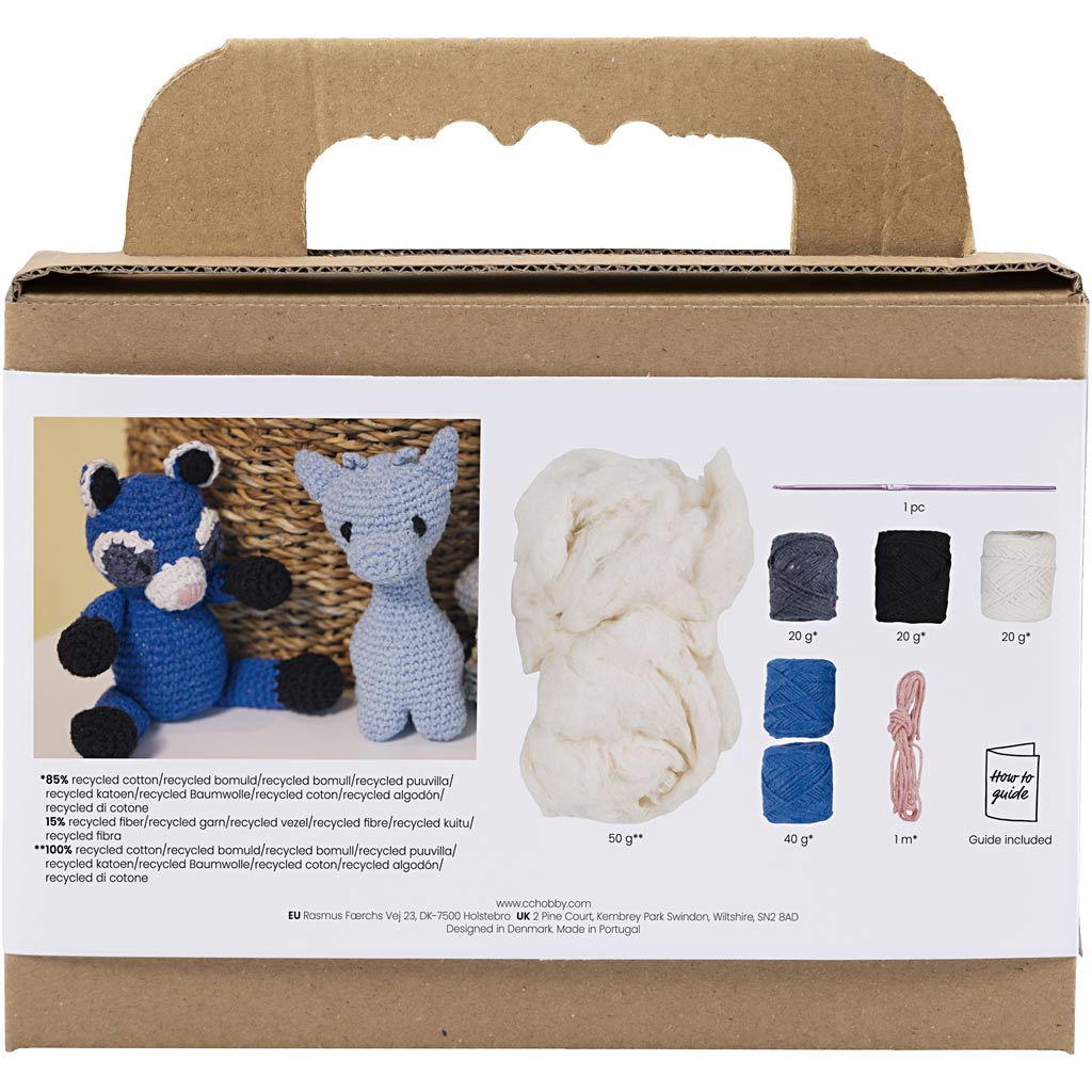 Craft Kit Amigurumi , Raccoon, black, blue