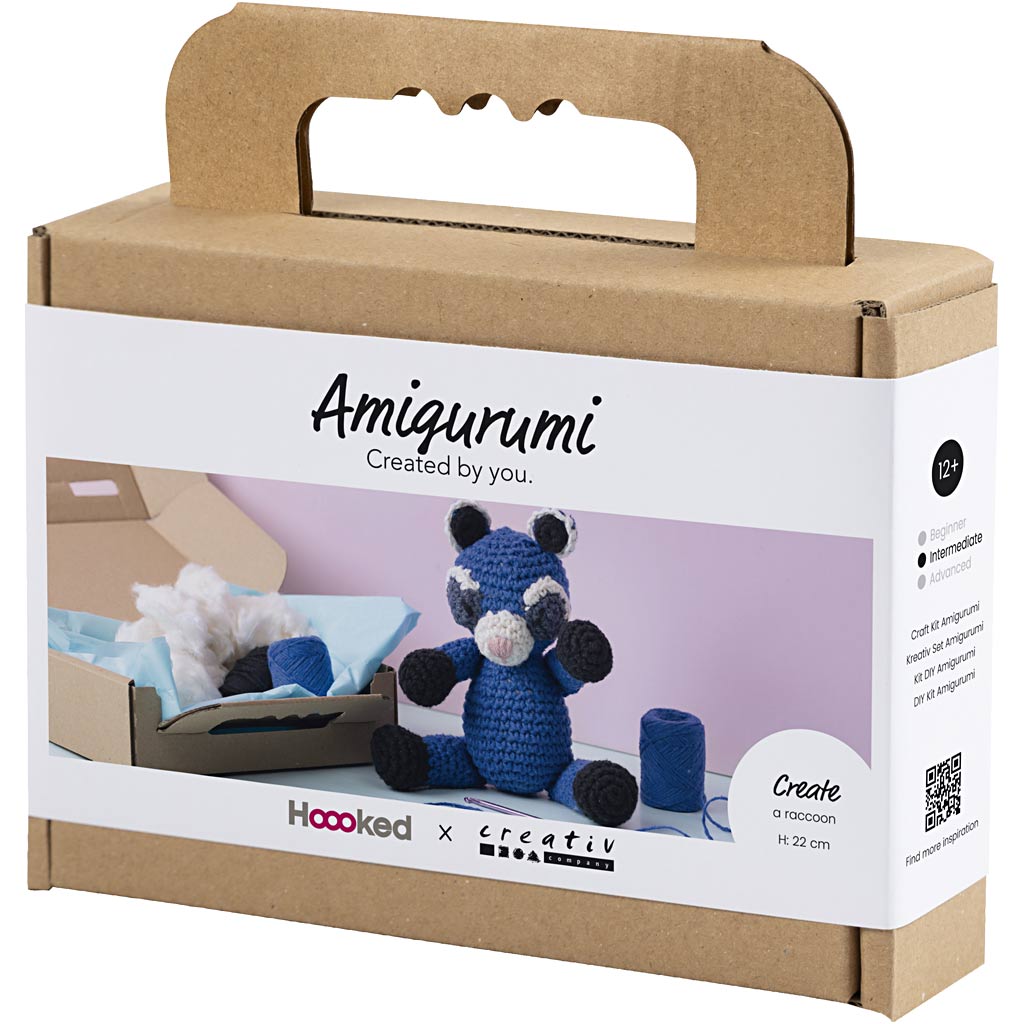 Craft Kit Amigurumi , Raccoon, black, blue