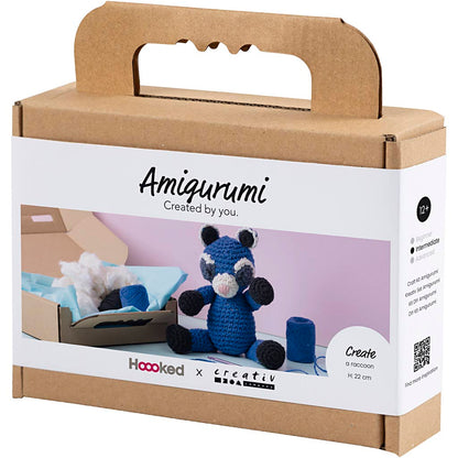 Craft Kit Amigurumi , Raccoon, black, blue