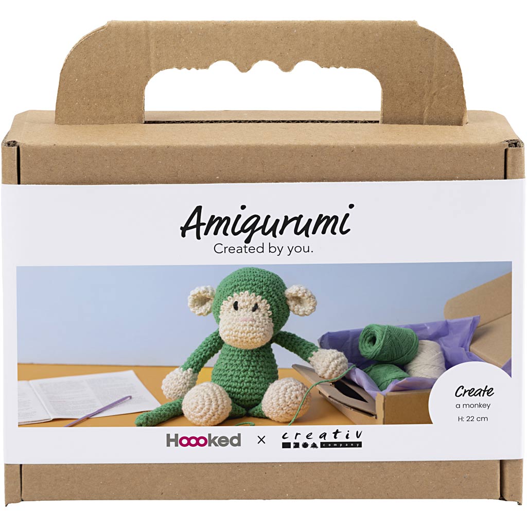 Craft Kit Amigurumi , Monkey, green, off white