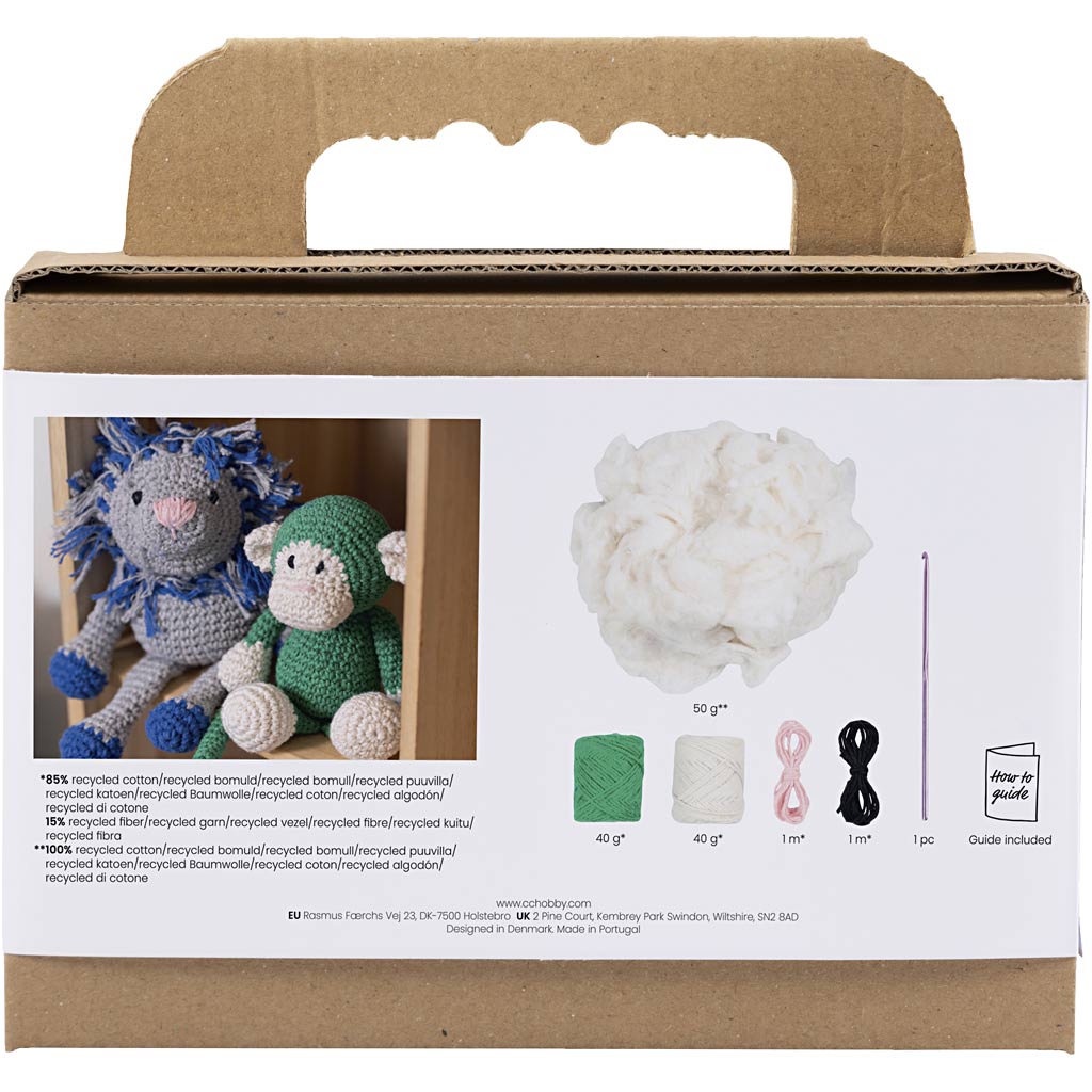 Craft Kit Amigurumi , Monkey, green, off white