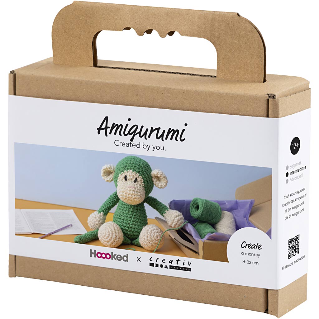 Craft Kit Amigurumi , Monkey, green, off white