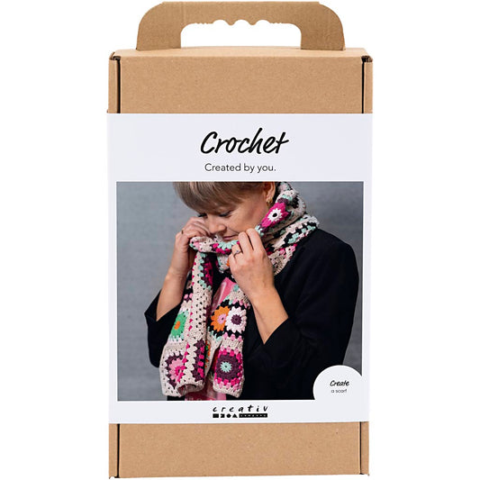 Craft Kit Crochet, Scarf, cream, warm colors, 1 pack