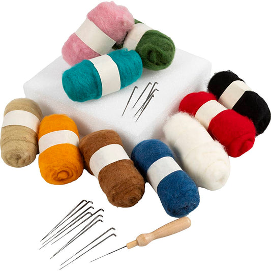 Needle Felting - Starter Kit, assorted colours, 1 set