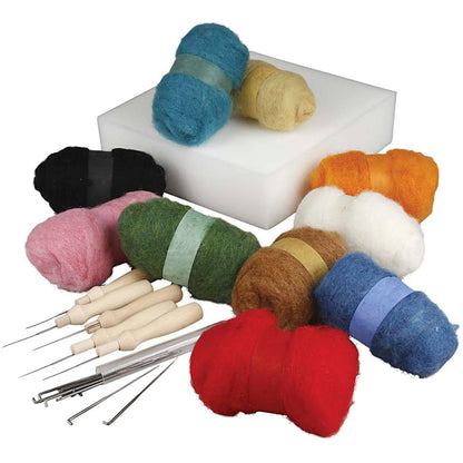 Needle Felting - Starter Kit, assorted colours, 1 set