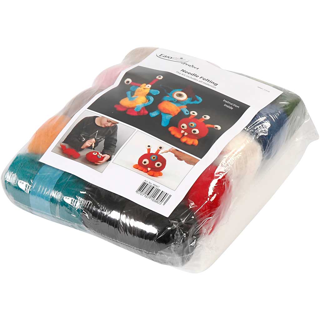 Needle Felting - Starter Kit, assorted colours, 1 set