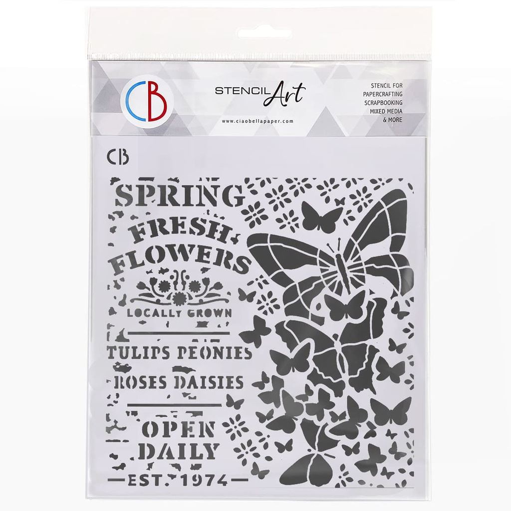 Ciao Bella Spring Fresh Flowers 8inc x 8inc Texture stencil